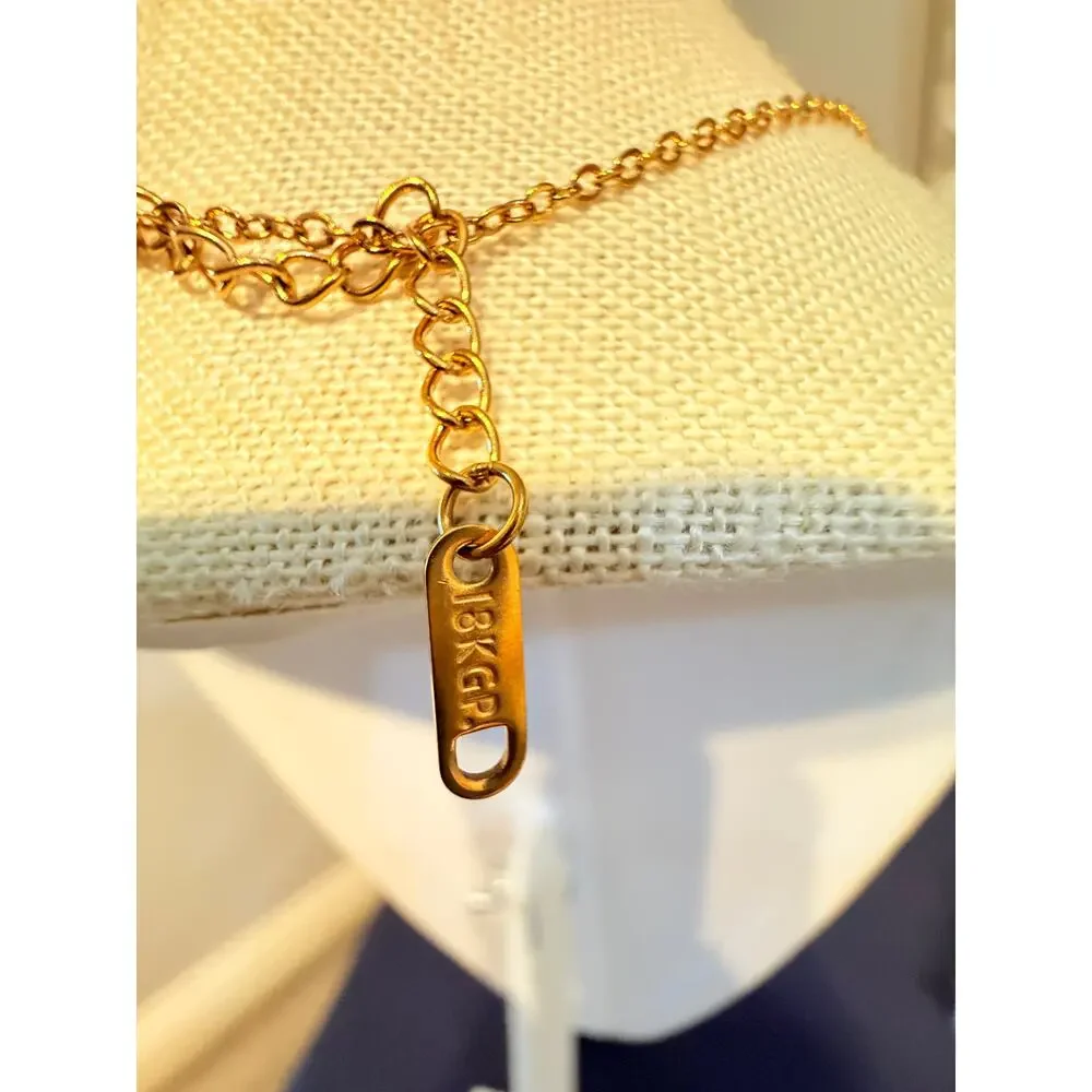 Vintage Clover Mother of Pearl Gold Tone Necklace 18+2”